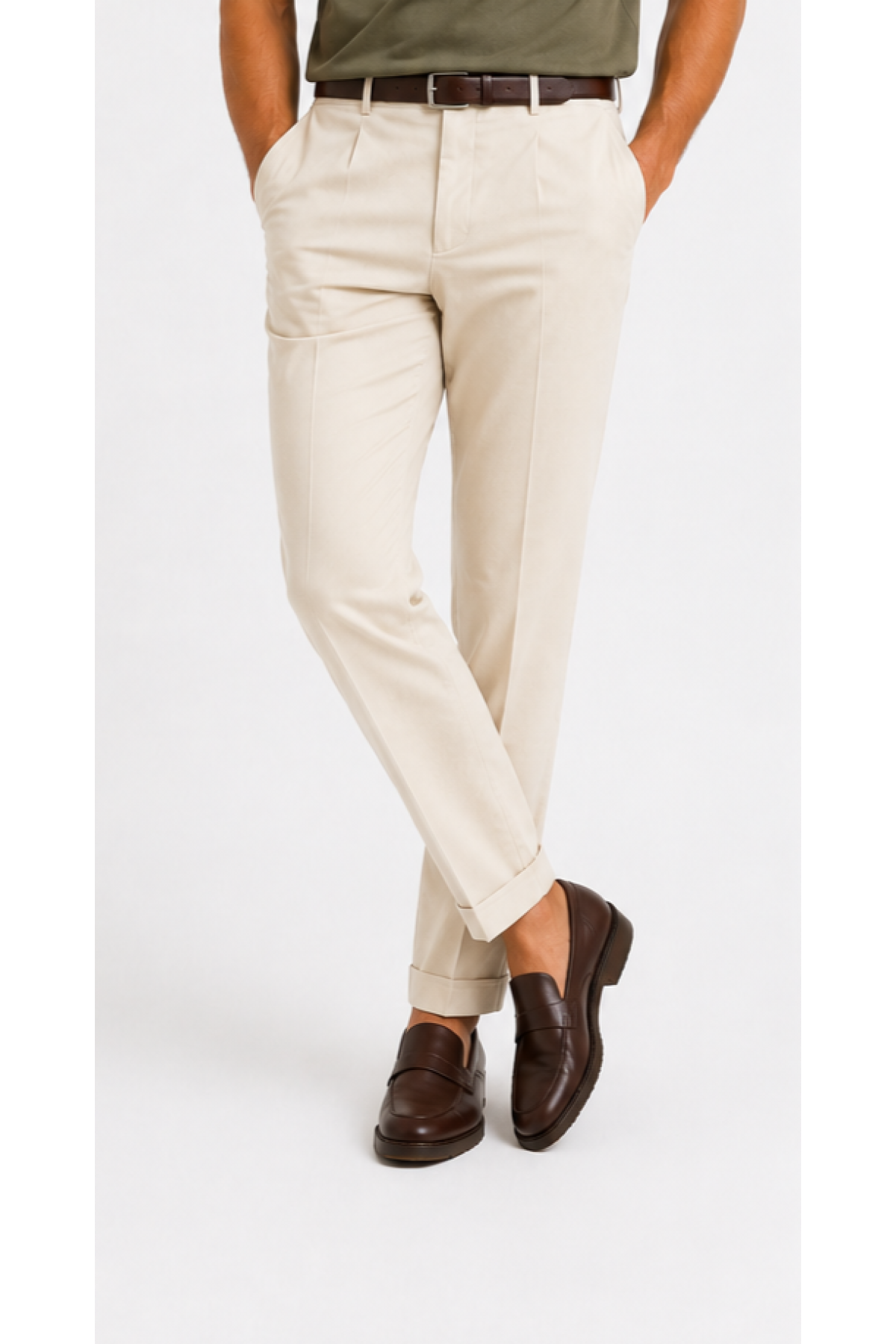 Aeterna Regular Fit Krem Pantolon